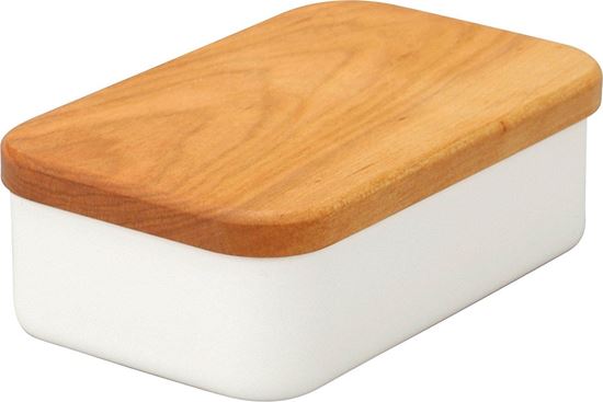 图片 野田珐琅 搪瓷黄油盒 黄油罐 天然木盖 200g/450